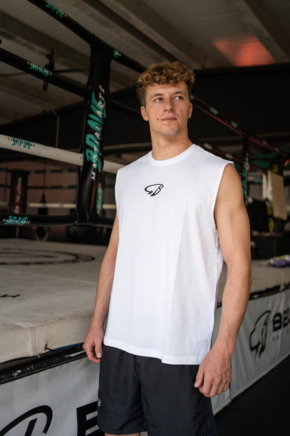 No Sleeve Tee White