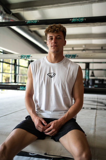 No Sleeve Tee White