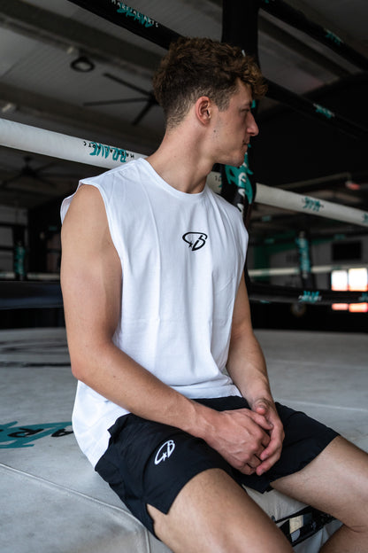 No Sleeve Tee White