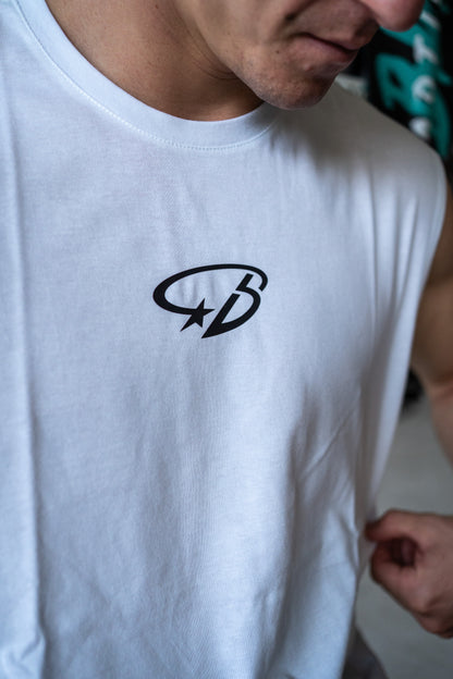 No Sleeve Tee White